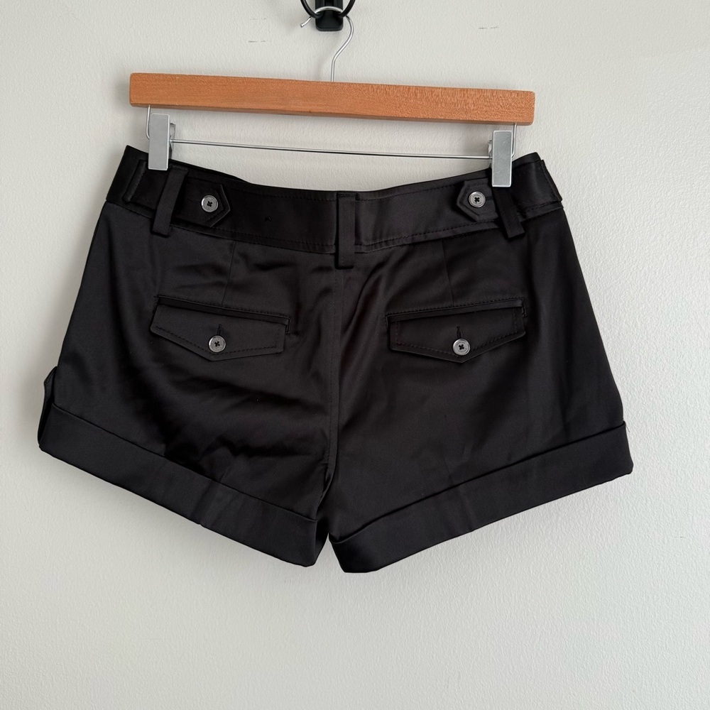 Vtg Y2K Express satin mini micro low rise shorts black size 6 - Picture 2 of 7